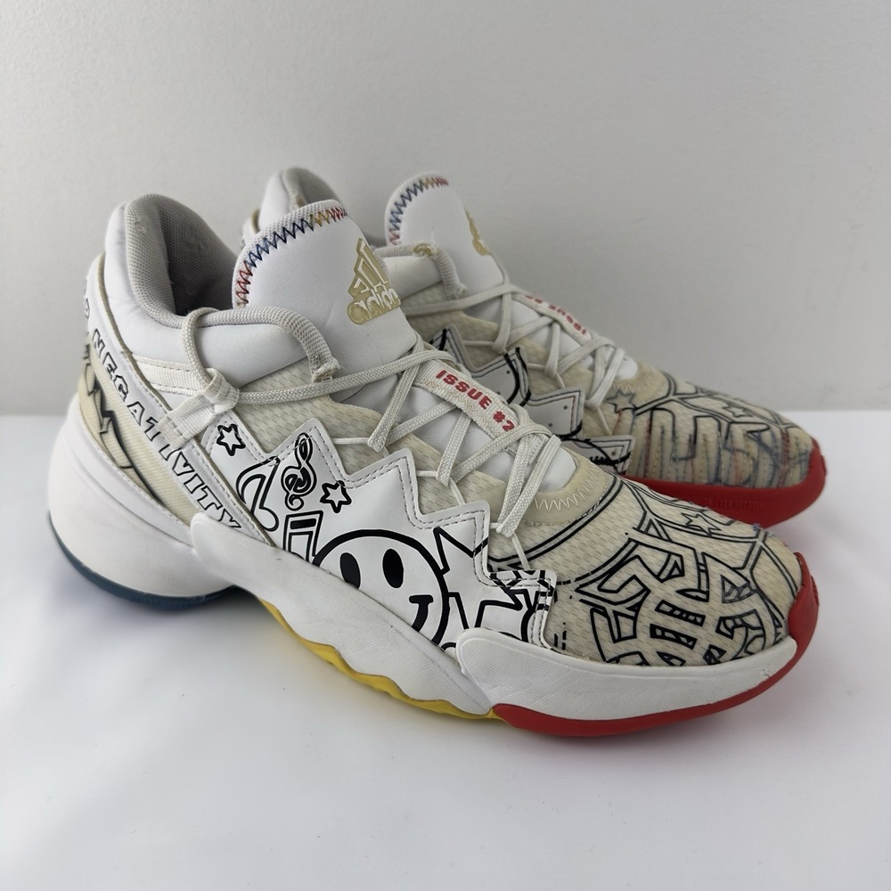 Adidas DON Issue #2 Negativity White Multi Men's Size 7 Basketball‎ Shoes